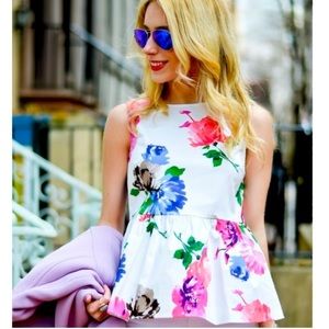 Kate Spade 'Blooms' Floral Peplum Top size 8